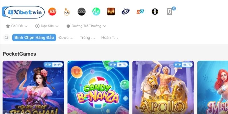 Slot game 8XBet với hơn 100 trò chơi hot