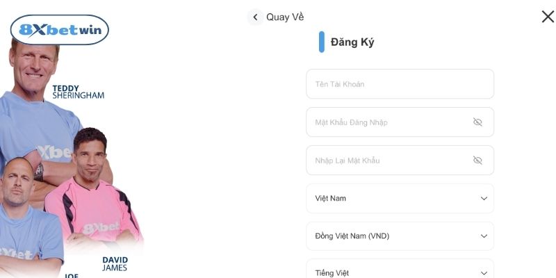 Đăng ký 8Xbet nhanh gọn với vài giây điền thông tin